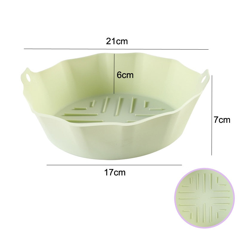 Silicone Basket Pot Tray Airfryer Liner For Air Fryer Reusable Container Accessories Pan Baking Mold Kitchen Shape Protector