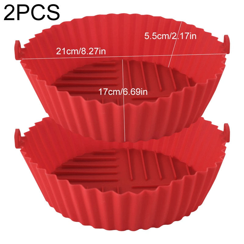 Silicone Basket Pot Tray Airfryer Liner For Air Fryer Reusable Container Accessories Pan Baking Mold Kitchen Shape Protector