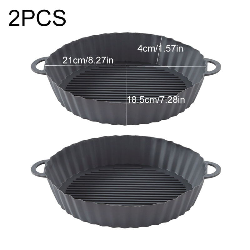Silicone Basket Pot Tray Airfryer Liner For Air Fryer Reusable Container Accessories Pan Baking Mold Kitchen Shape Protector
