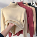 Suéter de inverno de gola alta engrossar forrado de veludo super quente